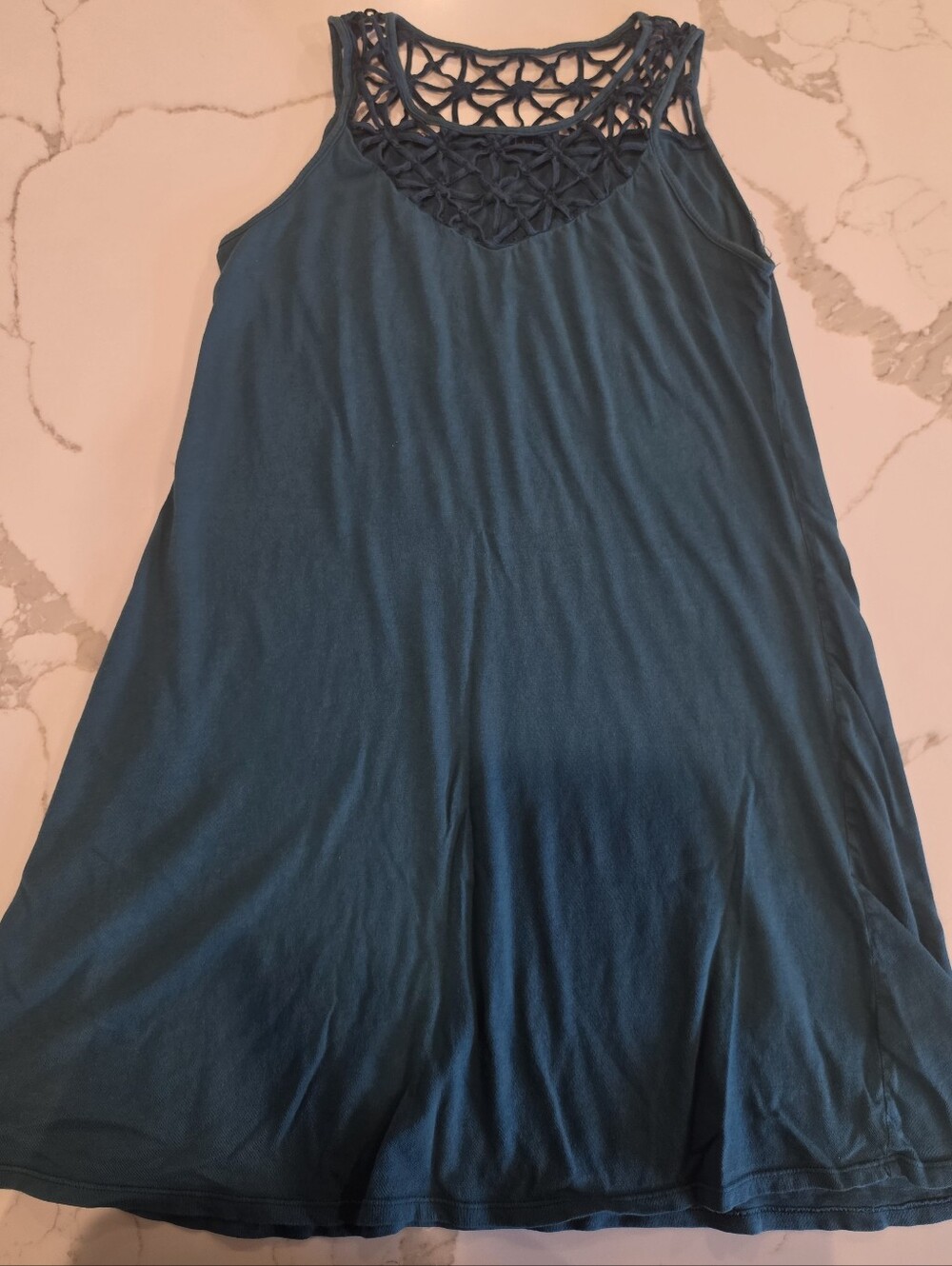 Velvet Brand Yoke Detail Teal Cotton Swing Dress